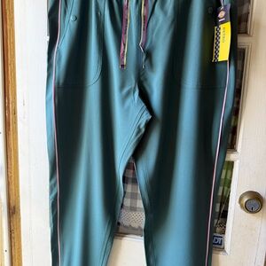 Dickies Scrub pants GREEN Joggers with Pink Accents XL NEW WITH TAGS